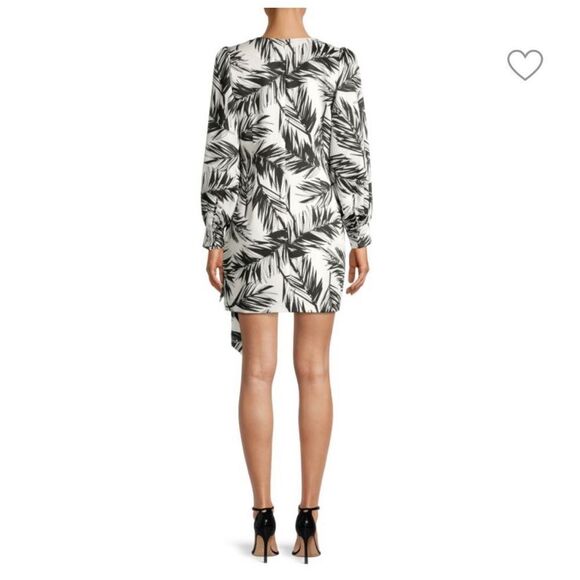 Toccin Tropical Print Black and White Leaf Print Dress Size 6 - Picture 2 of 6